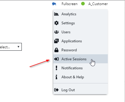 Active Sessions Menu Location